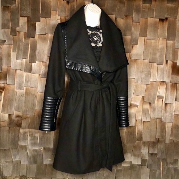 Faux Leather Trim Trench Coat 🖤 - Picture 4 of 12